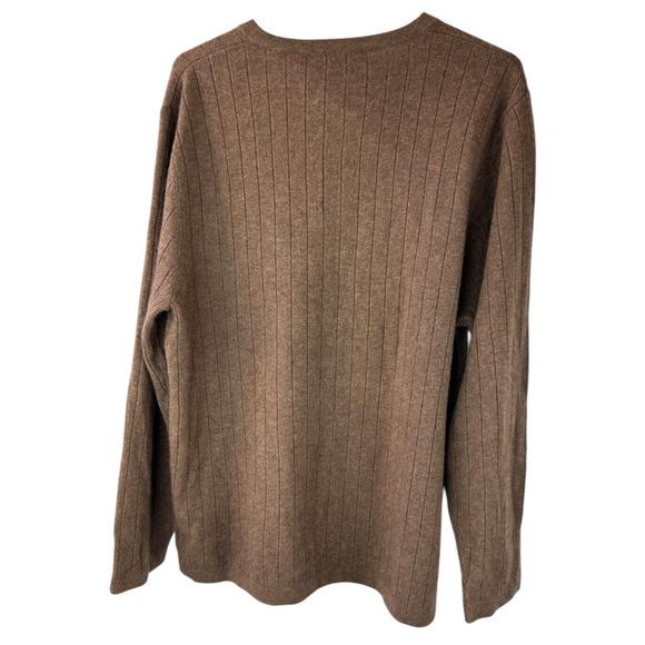 Apt. 9 Cashmere V-Neck Ribbed Sweater Brown Long Sleeve Pullover Men's Size XL - Picture 4 of 12